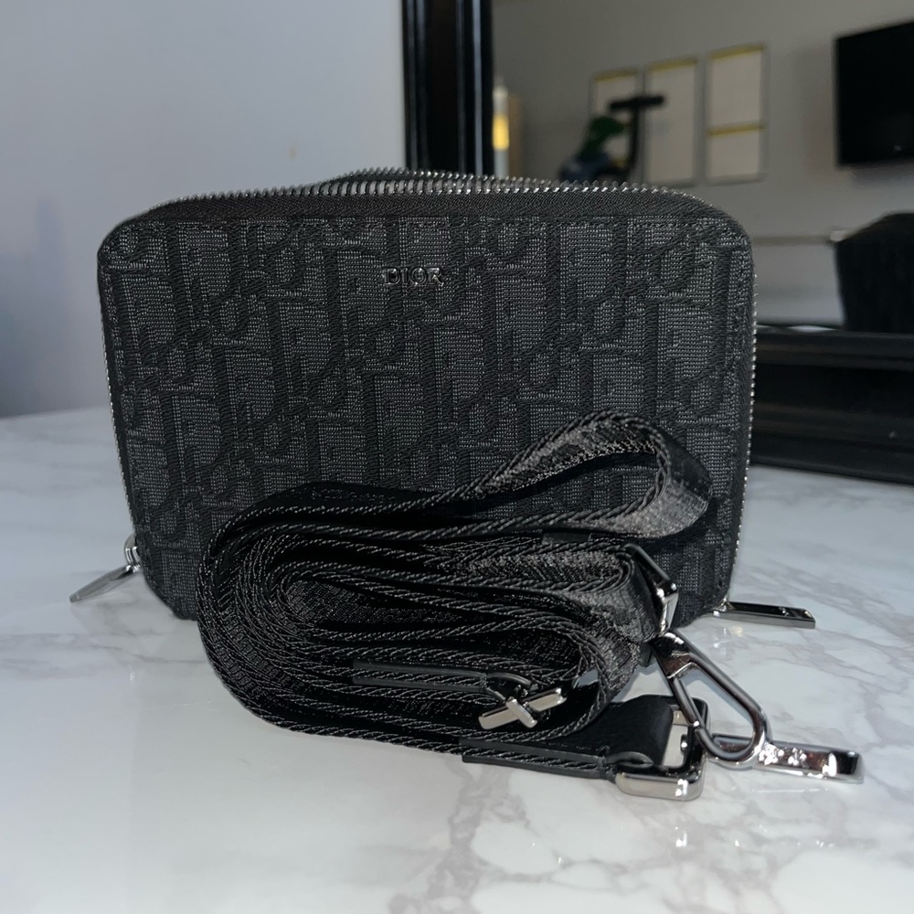 Black Dior Oblique jacquard - pouch with strap - never worn